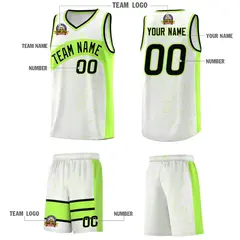 White Fluorescent Green Dot Graffiti Irregular Pattern Basketball Jersey 5