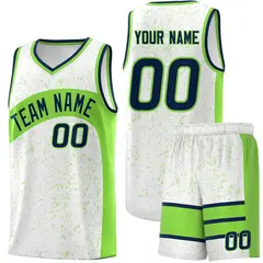White Fluorescent Green Dot Graffiti Irregular Pattern Basketball Jersey 1