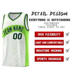 White Fluorescent Green Dot Graffiti Irregular Pattern Basketball Jersey 2