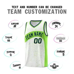 White Fluorescent Green Dot Graffiti Irregular Pattern Basketball Jersey 4
