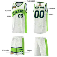 White Fluorescent Green Dot Graffiti Irregular Pattern Basketball Jersey 5