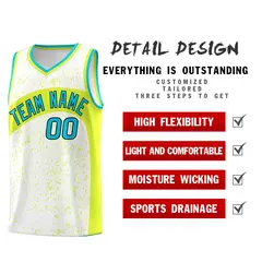 White Fluorescent Green Dot Graffiti Irregular Pattern Basketball Jersey 2