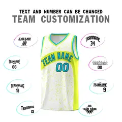 White Fluorescent Green Dot Graffiti Irregular Pattern Basketball Jersey 4