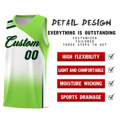 White Fluorescent Green Gradient Basketball Jersey 2