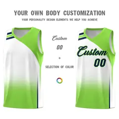 White Fluorescent Green Gradient Basketball Jersey 3