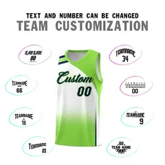 White Fluorescent Green Gradient Basketball Jersey 4
