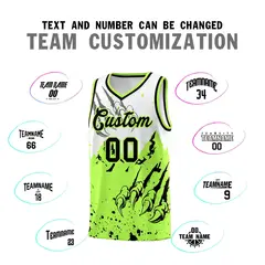 White Fluorescent Green Snow Mountain Beast Pattern Basketball Jersey 4