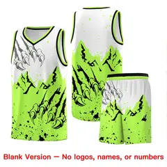 White Fluorescent Green Snow Mountain Beast Pattern Basketball Jersey 7