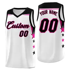 White Fluorescent Green Two Tone Side Star Color Block Basketball Jersey 1