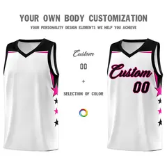 White Fluorescent Green Two Tone Side Star Color Block Basketball Jersey 3