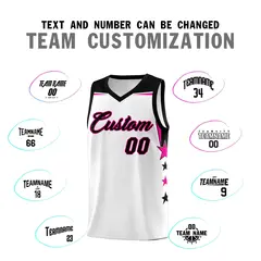 White Fluorescent Green Two Tone Side Star Color Block Basketball Jersey 4