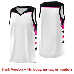 White Fluorescent Green Two Tone Side Star Color Block Basketball Jersey 6