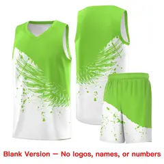 White Fluorescent Green Wing Pattern Basketball Jersey 7