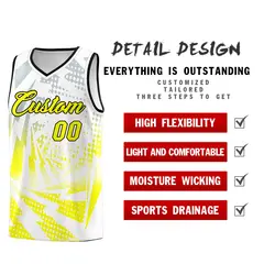 White Fluorescent Yellow Lightning Halftone Dot Basketball Jersey 2