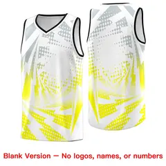 White Fluorescent Yellow Lightning Halftone Dot Basketball Jersey 6