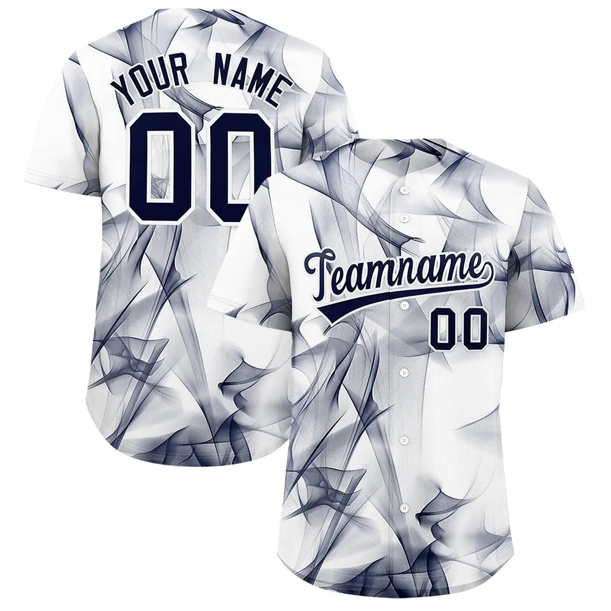White Fumes Graffiti Pattern Authentic Baseball Jersey