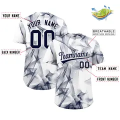 White Fumes Graffiti Pattern Authentic Baseball Jersey 2
