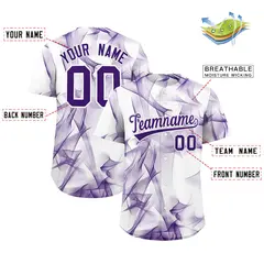White Fumes Graffiti Pattern Authentic Baseball Jersey 2