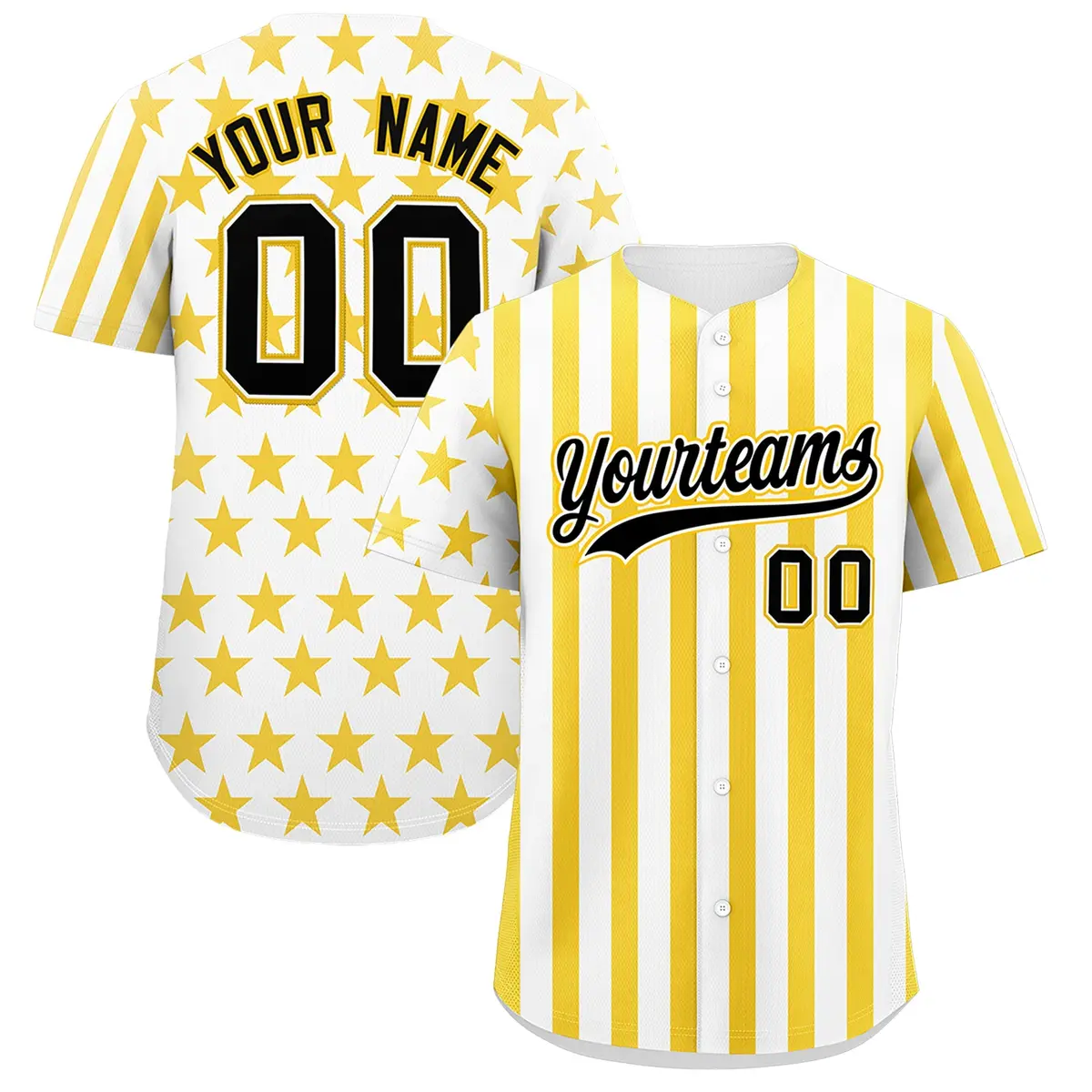 White Gold American Flag Graffiti Pattern Baseball Jersey