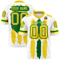 White Gold and Kelly Green Graffiti Flag Football Jersey 1