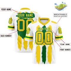 White Gold and Kelly Green Graffiti Flag Football Jersey 2