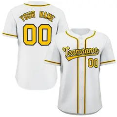 White Gold-Black Classic Style Baseball Jersey