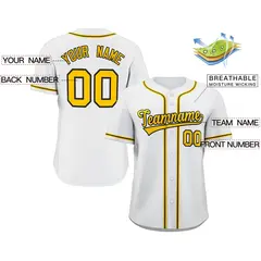 White Gold-Black Classic Style Baseball Jersey 2