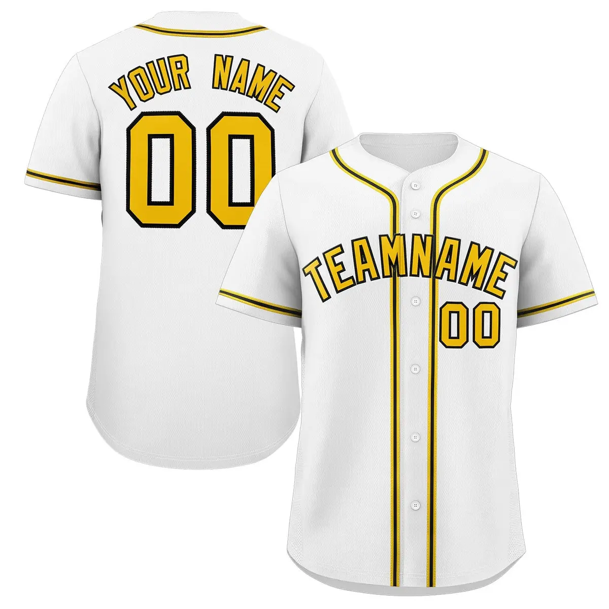White Gold-Black Classic Style Baseball Jersey