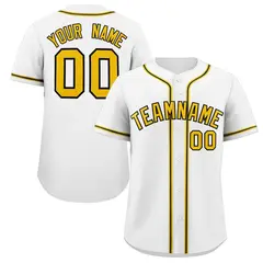 White Gold-Black Classic Style Baseball Jersey