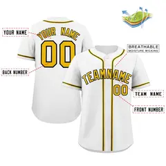 White Gold-Black Classic Style Baseball Jersey 2