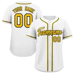White Gold-Black Classic Style Baseball Jersey