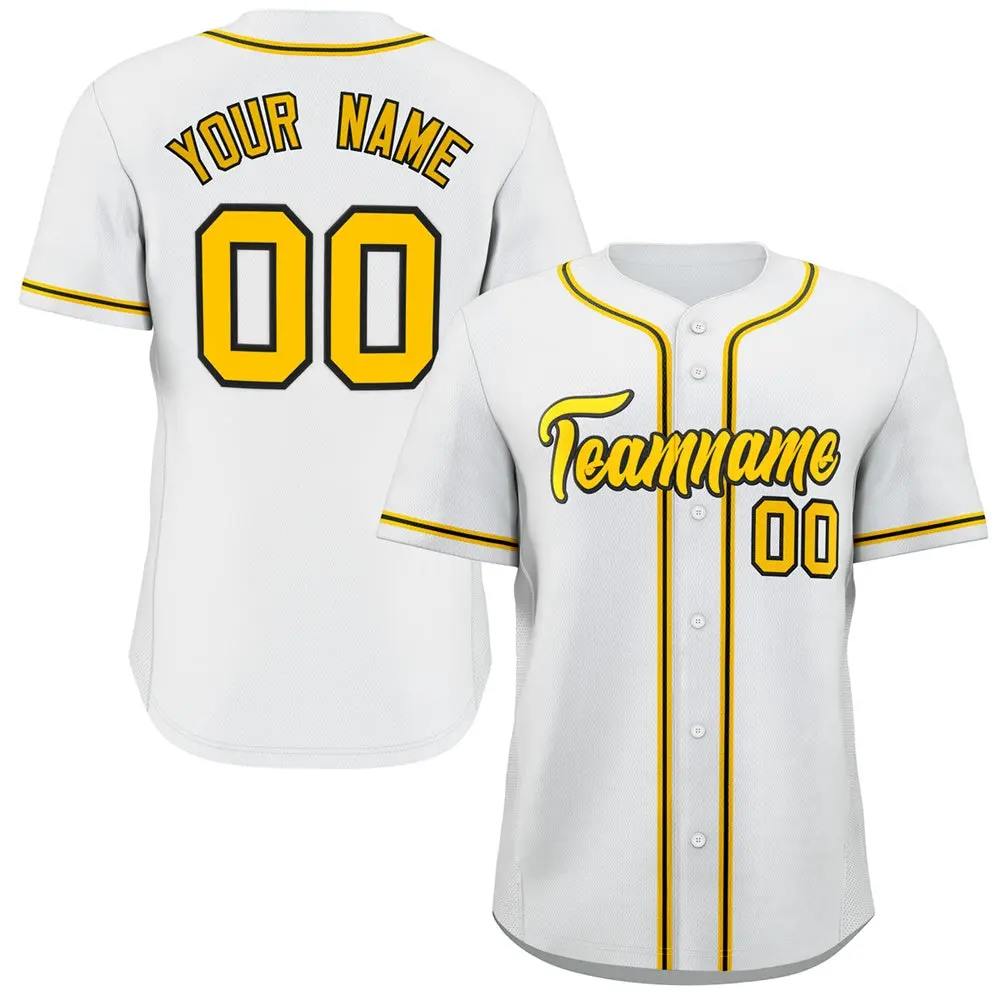 White Gold-Black Classic Style Fashion Baseball Jersey