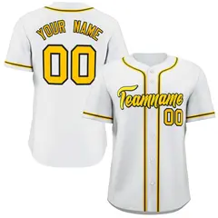 White Gold-Black Classic Style Fashion Baseball Jersey 1