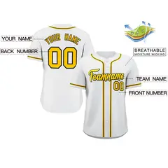 White Gold-Black Classic Style Fashion Baseball Jersey 2