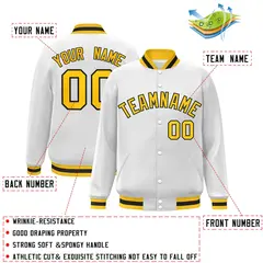 White Gold-Black Classic Varsity Full-Snap Letterman Jacket 2