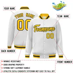 White Gold-Black Classic Varsity Full-Snap Letterman Jacket 2