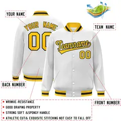 White Gold-Black Classic Varsity Full-Snap Letterman Jacket 2