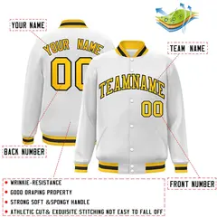 White Gold-Black Classic Varsity Full-Snap Letterman Jacket 2