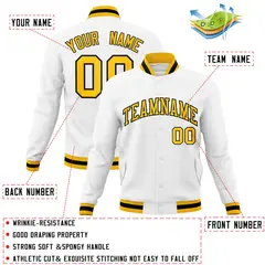 White Gold-Black Classic Varsity Full-Snap Letterman Jacket 4