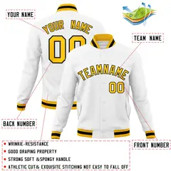 White Gold-Black Classic Varsity Full-Snap Letterman Jacket 4