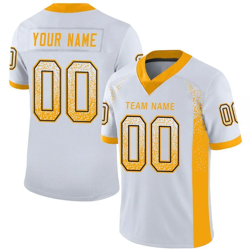 White Gold-Black Drift Mesh Football Jersey