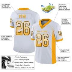 White Gold-Black Drift Mesh Football Jersey 2
