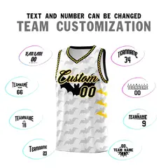 White Gold Black Halloween Bat Pattern Basketball Jersey 4