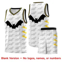White Gold Black Halloween Bat Pattern Basketball Jersey 7