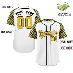 White Gold-Black Raglan Sleeves Authentic Baseball Jersey 2