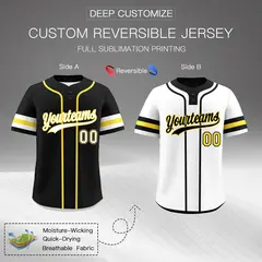 White Gold Black Reversible Two-Button Baseball Jersey 2
