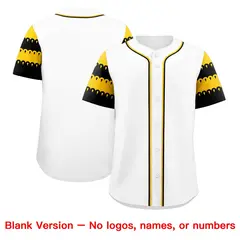 White Gold Black Sleeve Flag Lace Baseball Jersey 7