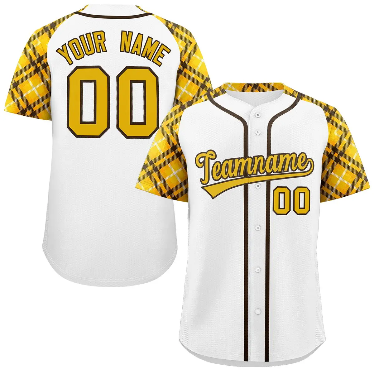 White Gold-Brown Raglan Sleeves Authentic Baseball Jersey