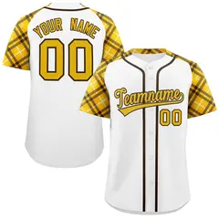 White Gold-Brown Raglan Sleeves Authentic Baseball Jersey