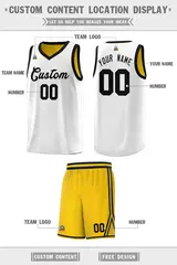 White Gold Chest Slash Pattern Basketball Jersey 2